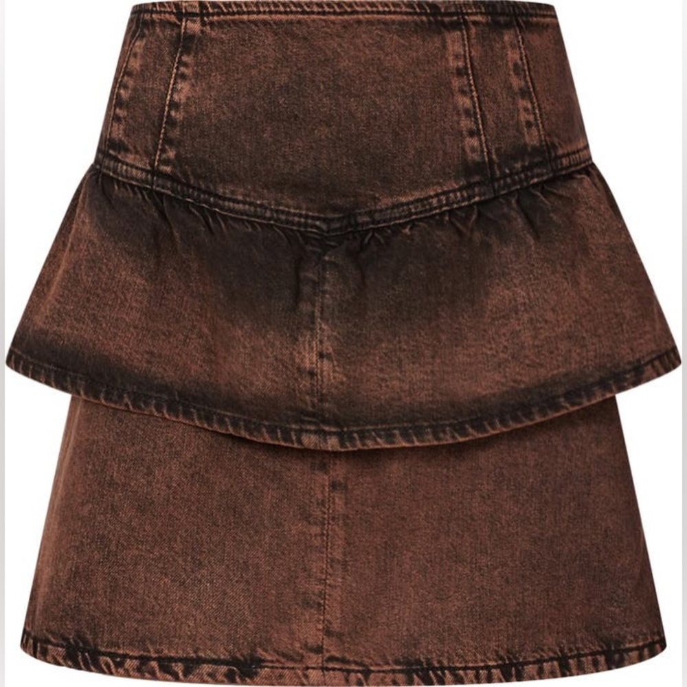 All Saints Brown Denim Mini Skirt